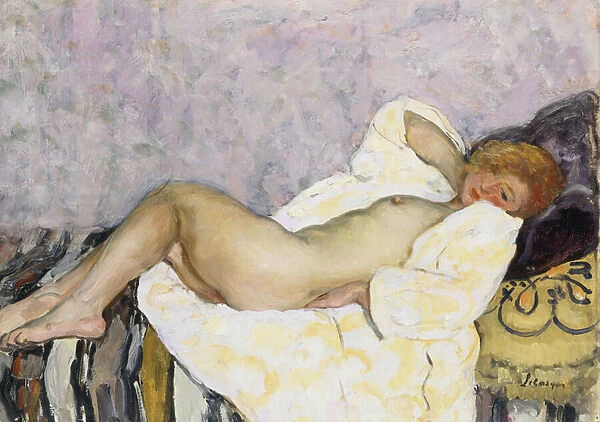 Reclining Nude; Nu Couche, (oil on canvas)