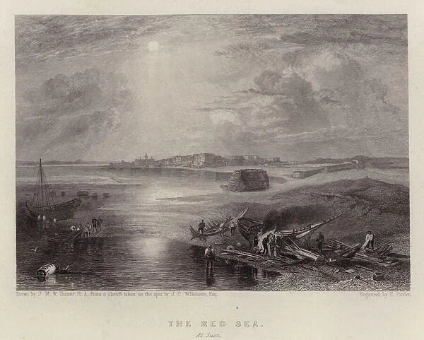 The Red Sea, at Suez (colour litho)