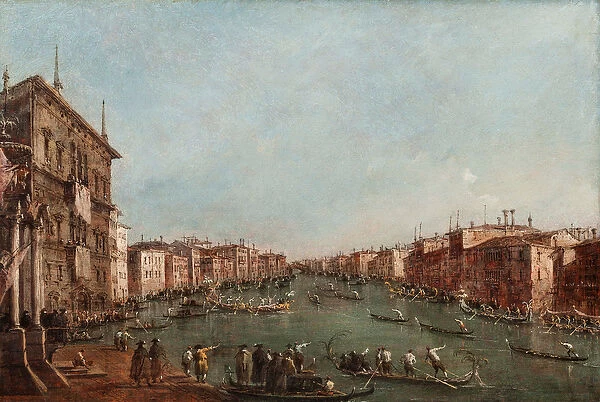 A Regatta on the Grand Canal, Venice (oil on panel)