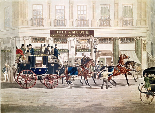 Regents Circus, Beaufort Coach Starting from the Bull and Mouth