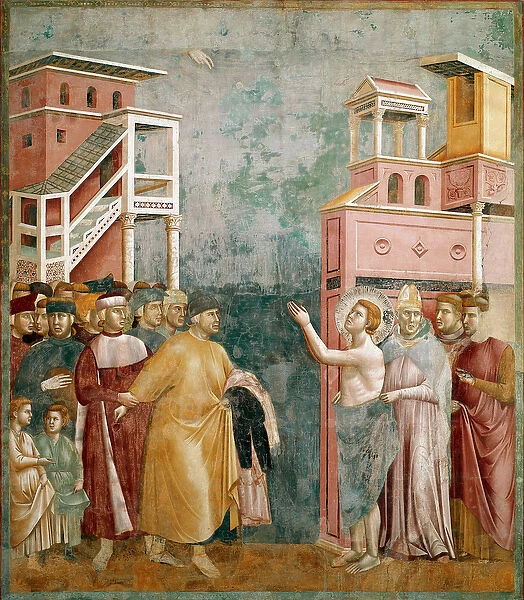 The renunciation of property. Saint Francis returns the clothes to his father