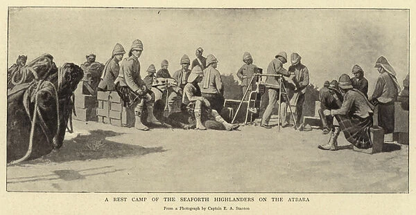 A Rest Camp of the Seaforth Highlanders on the Atbara (litho)