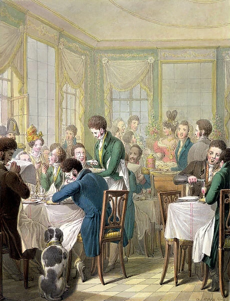 The Restaurant in the Palais Royal, 1831 (w  /  c on paper)
