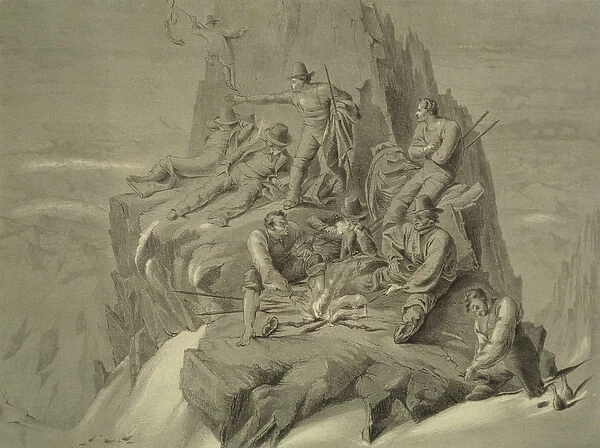 Resting on a Ledge, from Ten Scenes in the Last Ascent of Mont Blanc Including Five