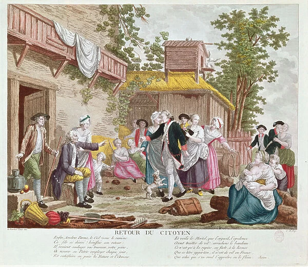 The Return of the Citizen, 1792 (colour engraving) (see also 336991)