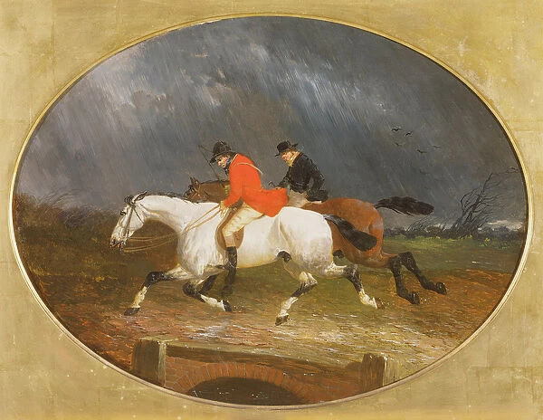 The Return from the Hunt in the Rain (oil on canvas)