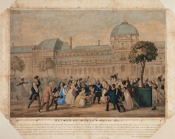 Return of the King, 8 July 1815, 1815 (coloured aquatint)
