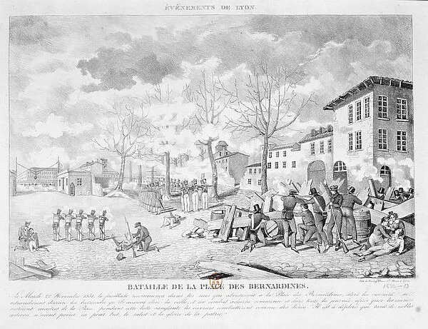 Revolt of the silk workers of Lyon, 22 November 1831, 1832 (litho)