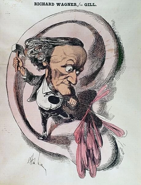Richard Wagner splitting the ear drum of the world, illustration in L Eclipse