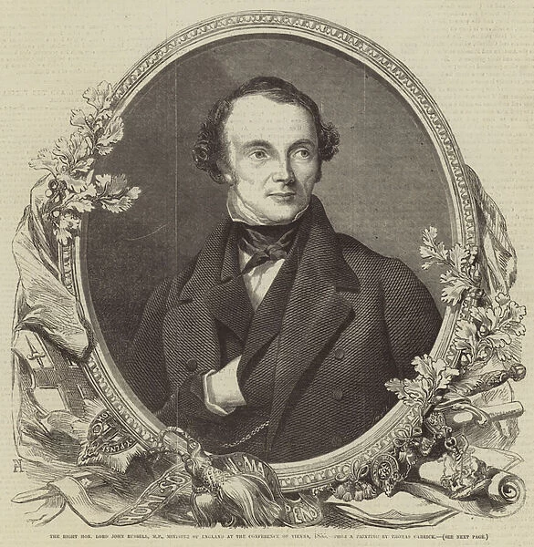 The Right Honourable Lord John Russell, MP, Minister of England at the Conference of Vienna, 1855 (engraving)