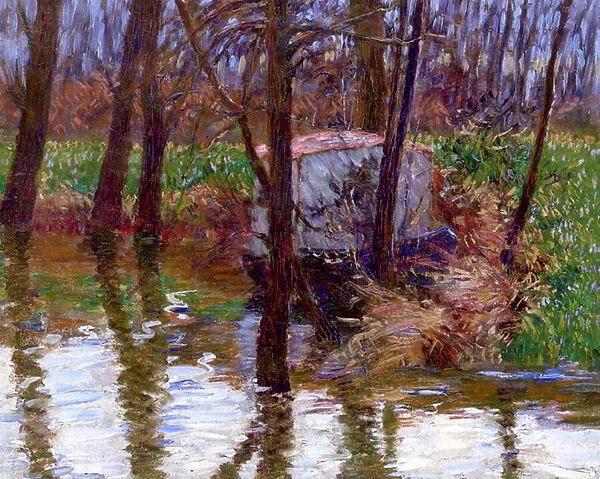 The River Epte with Monet's Boat-Atelier, c.1887-90 (oil on canvas)