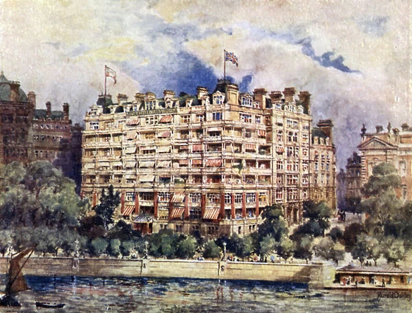The River Front of the Savoy Hotel in 1889 (colour litho)