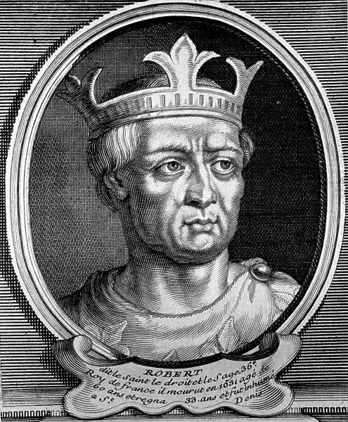 Robert II the Pious (972-1031), capetian King of France in 996-1031, engraving
