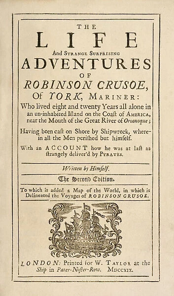 Robinson Crusoe title page from 'The Life