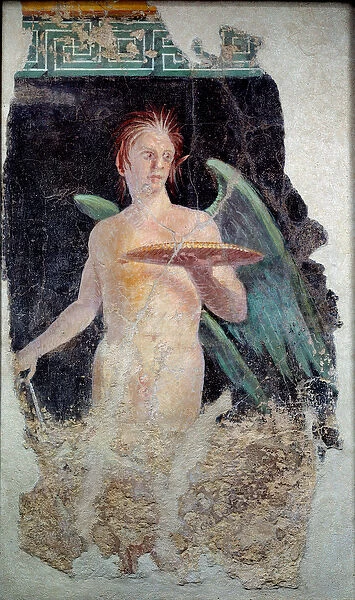 Roman Art: fresco of the genie wing from Pompei - End of the 1st century BC - Paris