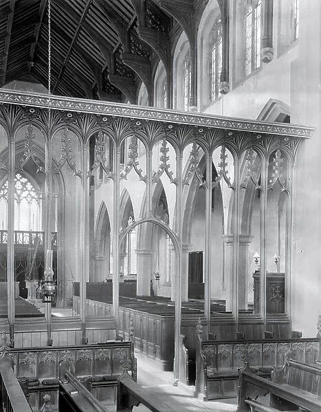 Rood screen, St Mary's Church, Worstead, Norfolk (b / w photo)