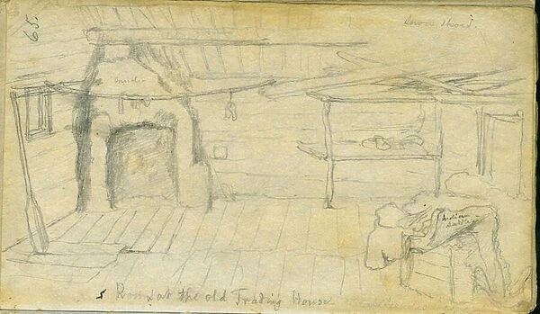 Room at the old Trading House, 1851 (pencil on paper)