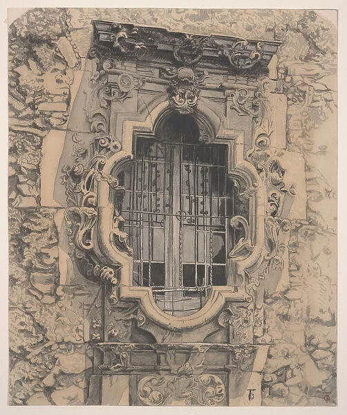 Rose Window, Mission San Jose, 1882 (ink wash)