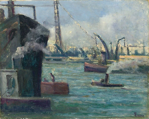 Rouen Port, (oil on canvas)