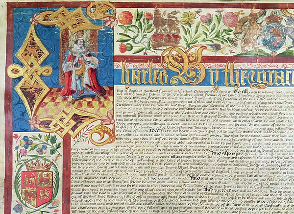 Royal Charter for the Company of Clothmakers in the Reign of Charles II (1630-85) (vellum