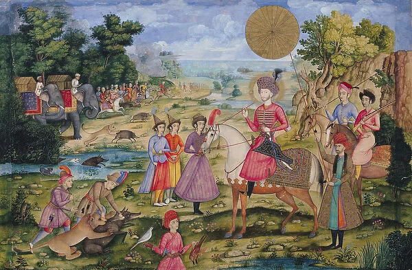 Royal Hunt, from Isfahan, Iran (gouache on paper)