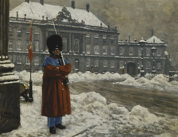 A Royal Life Guard on Duty Outside the Royal Palace Amalienborg, Copenhagen