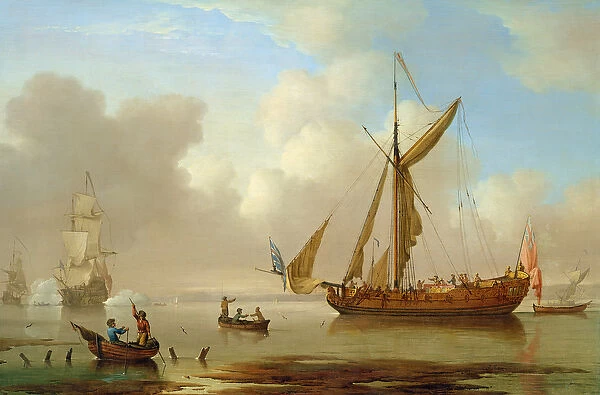Royal Yacht becalmed at Anchor (oil on canvas)