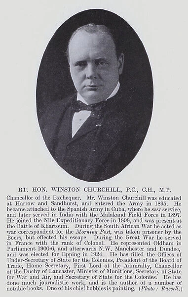 Rt Hon Winston Churchill, PC, CH, MP (b  /  w photo)