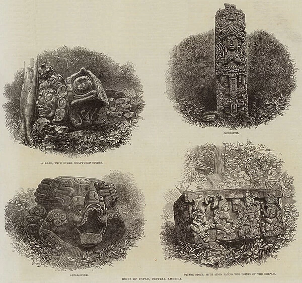 Ruins of Copan, Central America (engraving)