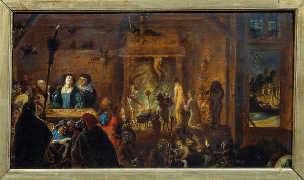 Sabbath scene. Painting by David II Teniers called The Young (1610-1690) Ec. Flam. 1633