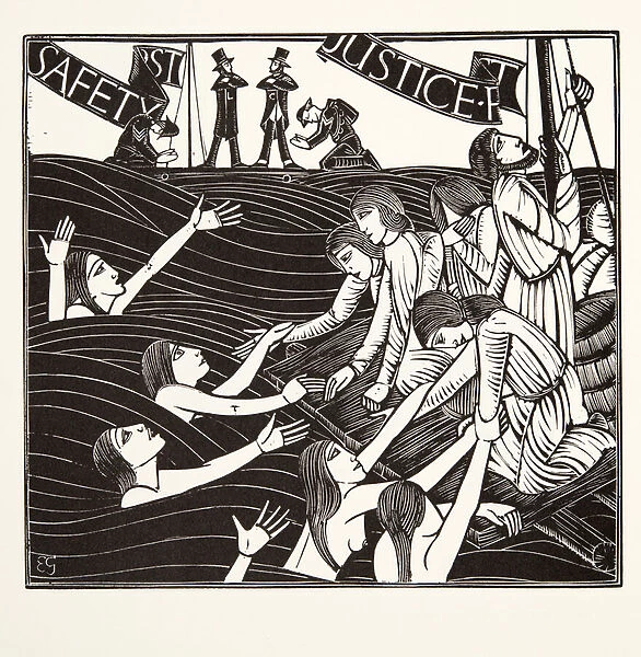 Safety First, from The Labour of Women, 1924 (wood engraving)