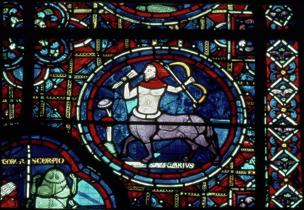 Sagittarius, from the Zodiac Window, 13th century (stained glass)
