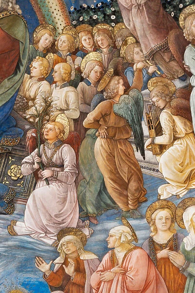 Saints and angels, detail of Coronation of Mary, 1468-69 (fresco)
