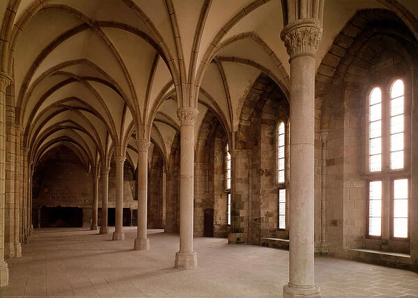 The Salle des Hotes, interior view of the Abbey (photo)