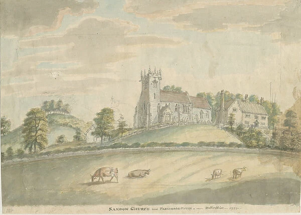 Sandon Church and Parsonage: water colour painting, 1797 (painting)
