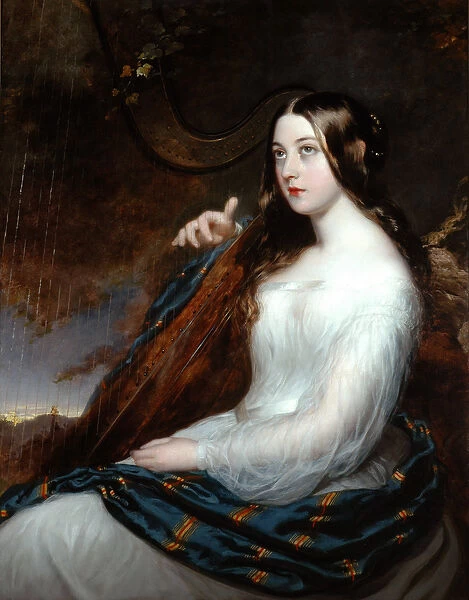 Sarah Curran Playing The Harp, 1800 (oil on canvas)
