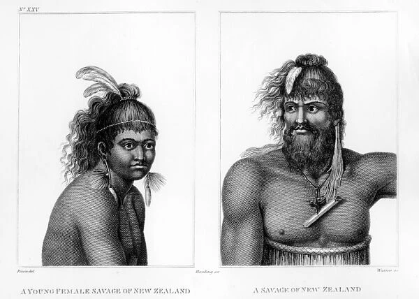 Two Savages of New Zealand, illustration from Labillardieres An Account