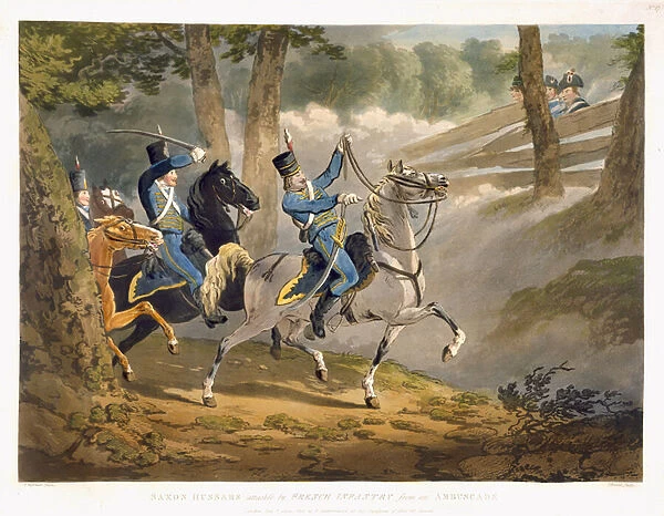 Saxon Hussars attacked by French infantry from an Ambuscade