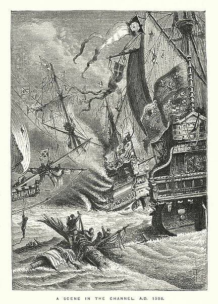 A scene in the Channel, AD 1588 (engraving)
