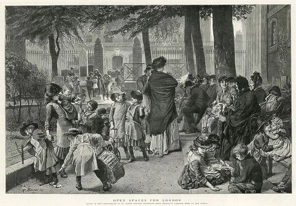 Scene in the churchyard of St Johns Church, Waterloo Road (engraving)