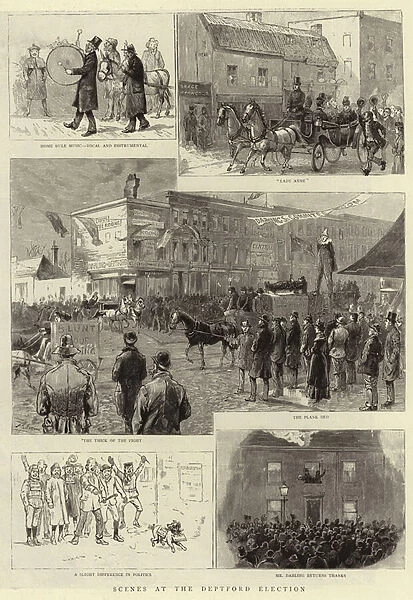 Scenes at the Deptford Election (engraving)
