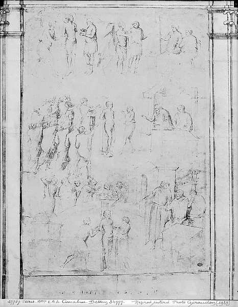 Scenes from the Life of a Saint, detail (see also 217743) (pen & ink & brown wash on paper)