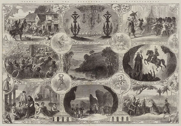 Scenes from the Pantomimes and Extravaganzas (engraving)