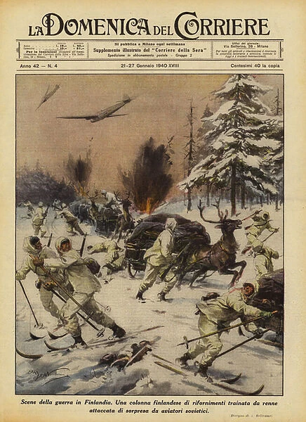 Scenes from the war in Finland (colour litho)