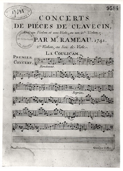 Score sheet for Concerts de Pieces de Clavecin by Jean-Philippe Rameau