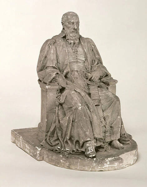 Seated statue of Michel de L Hospital (c. 1504-73) (stone)