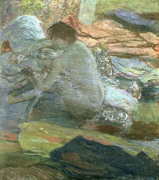 Seated Woman Drying Her Feet, c. 1893 (pastel on board laid down on board)