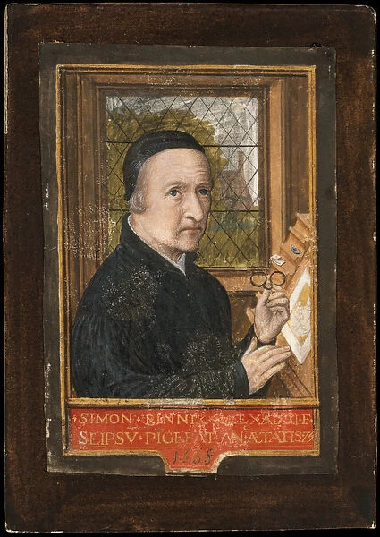 Self-portrait, 1558 (tempera and gold leaf on parchment)