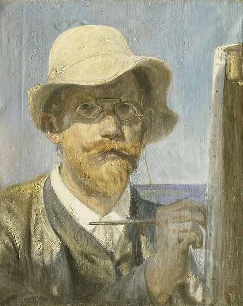 A Self-Portrait of the Artist, head and shoulders at his Easel, (oil on canvas)