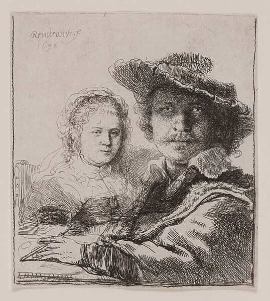 Self-Portrait with Saskia, 1636 (etching)